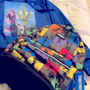 Fortnite Hoodie (used) and Backpack (NWT) Bundle